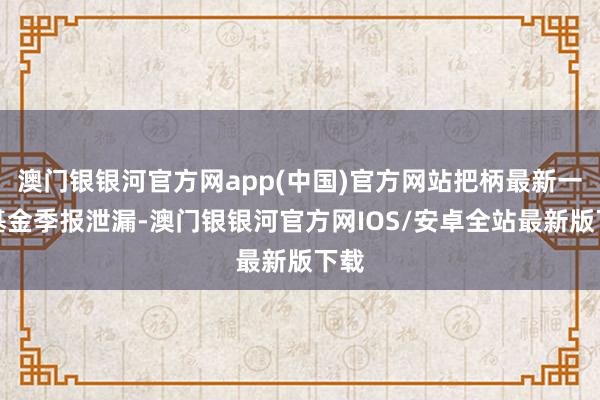 澳门银银河官方网app(中国)官方网站把柄最新一期基金季报泄漏-澳门银银河官方网IOS/安卓全站最新版下载